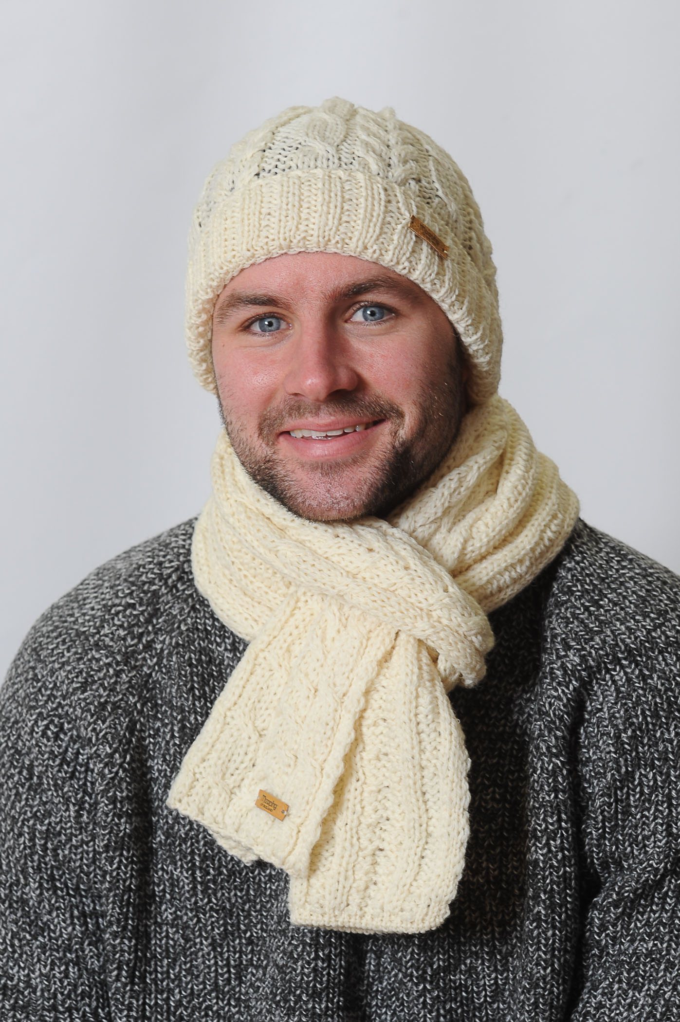Barnesmore Hat & Scarf Set - Cream | Murphy of Ireland UK